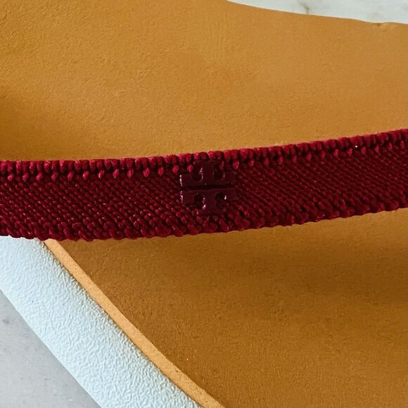TORY BURCH Tory Red Orange Citrine Meadow Mist Layered Flip-Flop- Webbing - US 7 - Picture 5 of 9
